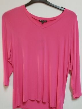 Avenue Bright Pink V-Neck Long Sleeve Top